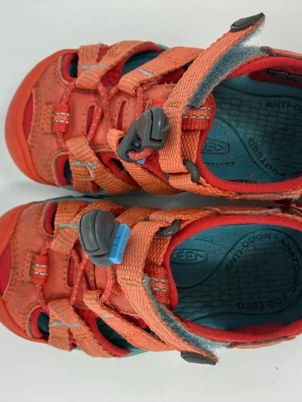 KEEN Kids Sandals Size 8 Orange Teal Closed Toe Water Hiking Sport Shoes